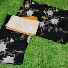 美品)浴衣 トトロ 公式タグ付き 花柄 帯セット 赤✖️黄リバーシブル