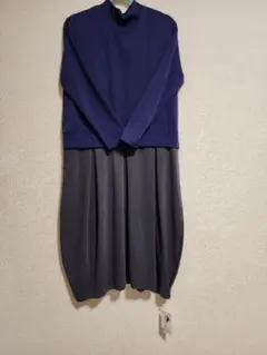 柄ワンピース 長袖