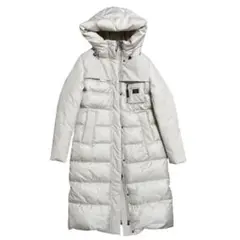 アイボリー フード付きロングダウンジャケット