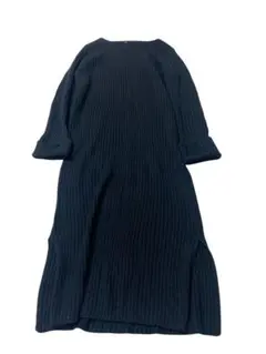 e302☆アーノルドパーマーリブ編み 長袖ニットワンピース