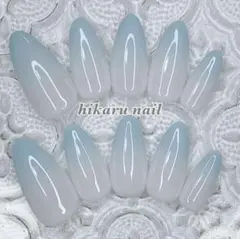 ネイルチップオーダー☆量産型地雷韓国ワンホン清楚系ウェディング水色グラデーション