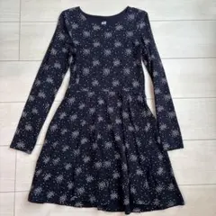 H&M ネイビー 星柄 長袖ワンピース US 8-10Y