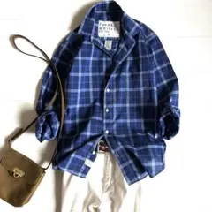 美品 Frank&Eileen BARRY バリー ブルー チェックシャツ XS