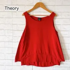 Theory セオリー ノースリーブカットソー（S）赤 ドレープ シルク100％