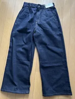 ダークブルー デニム ワイドパンツ　GU