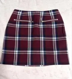 REDYAZEL チェックスカート 赤 ボルドー