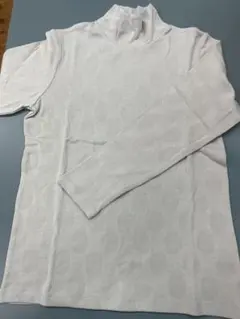 接結天竺ジャガード柄ハイネックTシャツ　Lサイズ ライトグレー