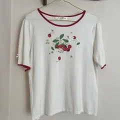Super Beauty 半袖ニット さくらんぼ刺繍 ホワイトのサムネイル