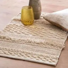 M▽ラグマット 絨毯 フェルト 刺繍 ウール 木箱 モンゴル (K01056