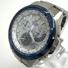 【稼動】 CASIO オシアナス 腕時計 メンズ 白文字盤 ソーラー ブルーのサムネイル