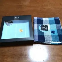 【新品未使用】POLO ハンカチセット 青系チェック・水色