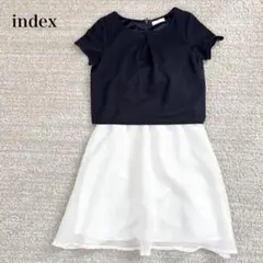 インデックス ドッキングミニワンピース Aライン 異素材 透け感 セレモニー