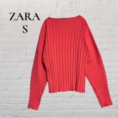 【ZARA】【S】長袖ブラウス　ドルマンスリーブ　プリーツ　脇広　明るめ