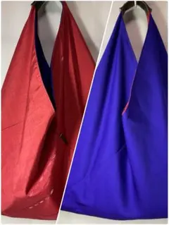 美華品❣️正絹紬×正絹ちりめんリバーシブル三角バッグハンドメイド826