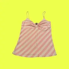 ella moss エラモス　キャミソール　ピンク　バイアスボーダー　S リボン