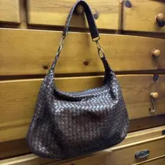 PONY LEATHER ハンドバッグ 編み込み ブラウン チャーム | Mercari