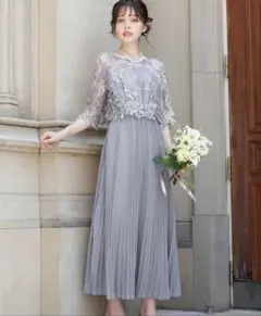 GIRL 結婚式ドレス　パーティードレス オケージョンドレス　ブルーグレー