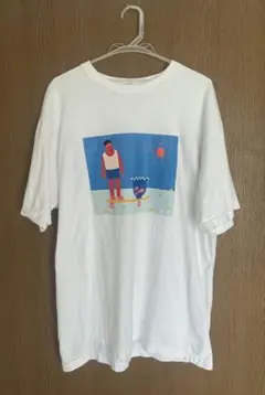 イラストプリント ホワイト Tシャツ　S~L