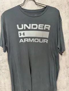 アンダーアーマー ヒートギア 半袖Tシャツ チャコールグレー ビッグロゴメンズLのサムネイル