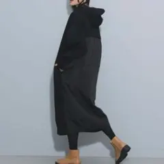 BEAMS HEART 異素材切替 キルティング コクーンワンピース　中綿