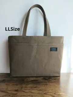 帆布ハンドメイドト－トバックLLSize 大きめ肩掛けポケットいっぱい☆ブラウン