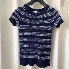 Gap 半袖ニットセーター XS ネイビーストライプ