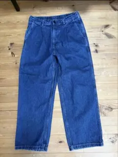 GU ダークブルー ワイドデニムパンツ