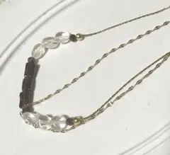 ロードライトガーネット&水晶　2連チェーンブレスレット