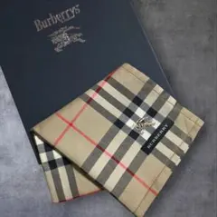 新品未使用 　BURBERRY 大判ハンカチノバチェックホースマーク刺繍ab