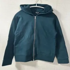 コムサイズム 130㎝ ダークグリーン フルジップパーカー