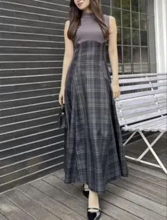 dazzlin♡チェックノースリーブコルセットワンピース