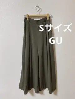 S☆大人気☆オリーブ色 ガウチョパンツ オリーブグリーン ゴムウエスト
