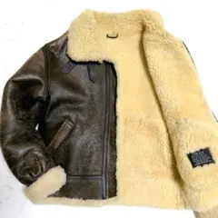 フライトジャケット B3 シープスキン ムートンジャケット ブラウン L