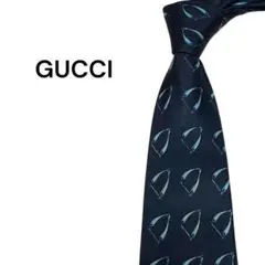 GUCCI グッチ ネクタイ ブラック 総柄 シルク メンズ イタリア製 良品