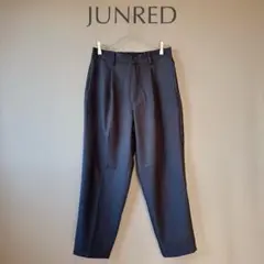 【JUNRED】M　黒　センタープレスパンツ　ウエストゴム　カジュアルパンツのサムネイル