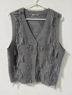 mysa closet グレー フリンジ ベスト M