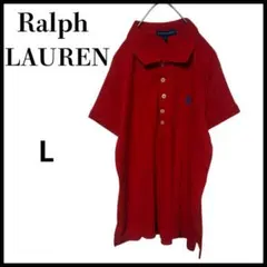 RalphLAURENラルフローレン刺繍ポニー半袖ポロシャツレッド Lレディース
