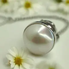 田崎真珠　TASAKI　タサキ　高級極上良質天然マベパールピンブローチ　シルバー