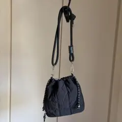 キルティング 巾着 ショルダーバッグ ブラックぬ