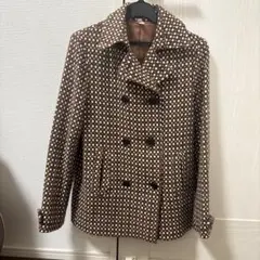 ダブルブレスト チェスターコート 総柄 ブラウン系 ドット