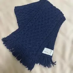 【茶タグ】INVERALLAN ネイビー ウールマフラー フリンジ付き