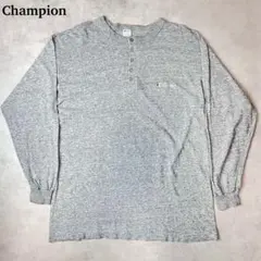80s Champion ヘンリーネック Tシャツ 88/12 グレー XL