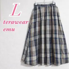 terawear emu チェック柄ロングスカート L　ギャザースカート