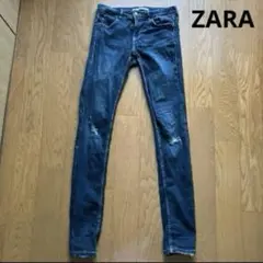 ZARA ザラ　スキニーデニム ダメージデニム　ブルー