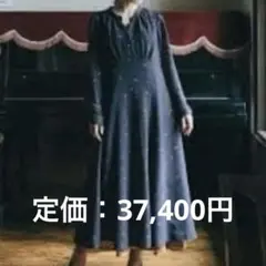 Sov. ポリエステルサテンドットワンピース ボウタイリボン ネイビー 38