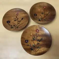 木製 プレート 菓子器 花柄 3枚 セットのサムネイル