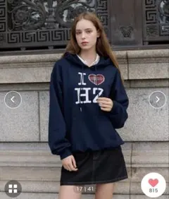 hazyl patchwork foodie ネイビー パーカー