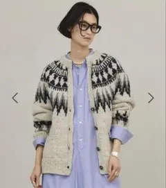 ノルディック柄ウール混カーディガン