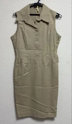 ベージュ ノースリーブ ワンピース　13号