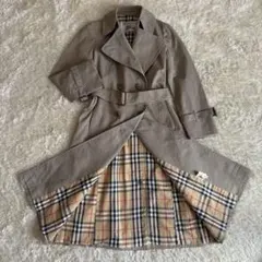 バーバリー トレンチコート ノバチェック ベルト レディース M 白タグ カーキ